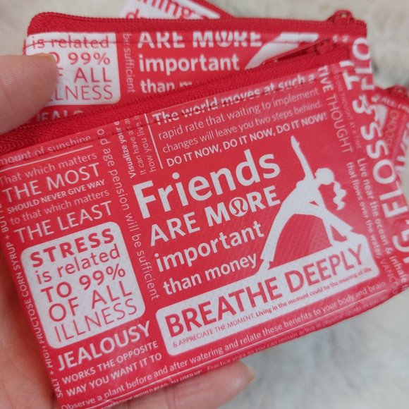 Lululemon Red Slogan Zipper Closure Coin/Card Holder Pouch - Picture 8 of 9